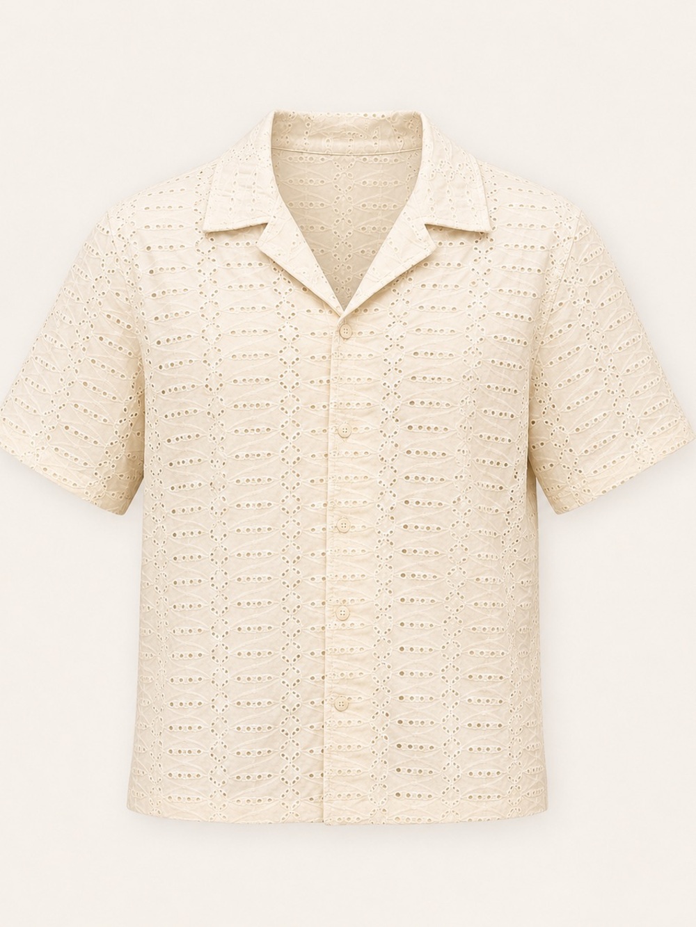 Jason Wu Eyelet Camp Shirt Cream 100% Cotton Button Front NWT Men’s M